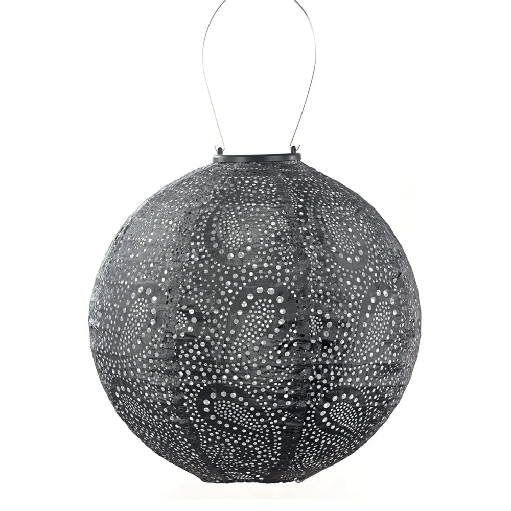 Solar Lampion Paisley Rond - Donker Grijs