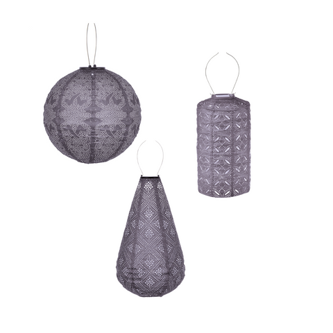 Lumiz Solar Buitenlampionnen Paarse Set - 3 stuks