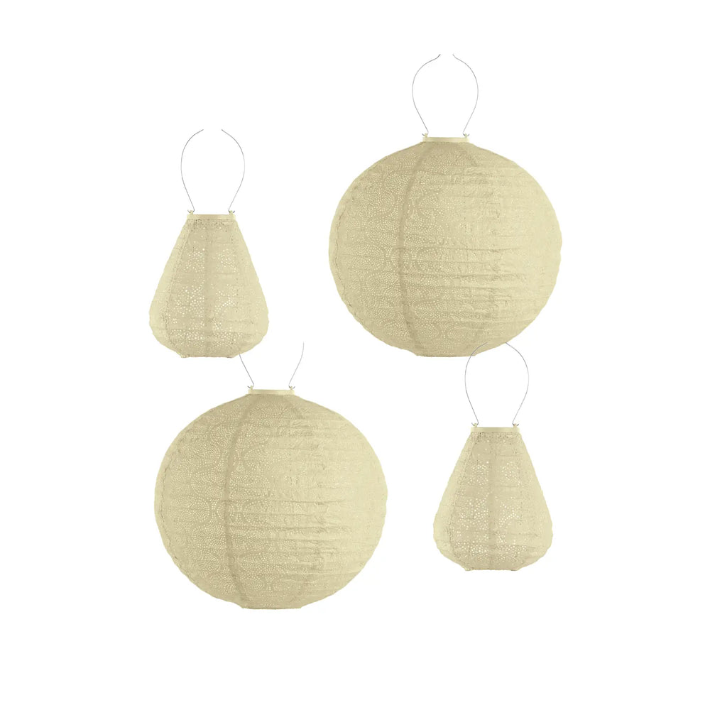 Solar Buitenlampionnen Gele Set - 4 Stuks