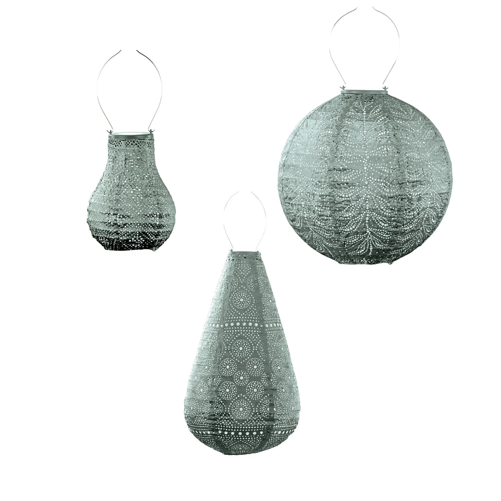 Solar Buitenlampionnen Groene Set - 3 Stuks