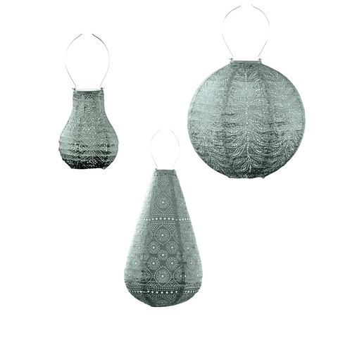 Solar Buitenlampionnen Groene Set - 3 stuks